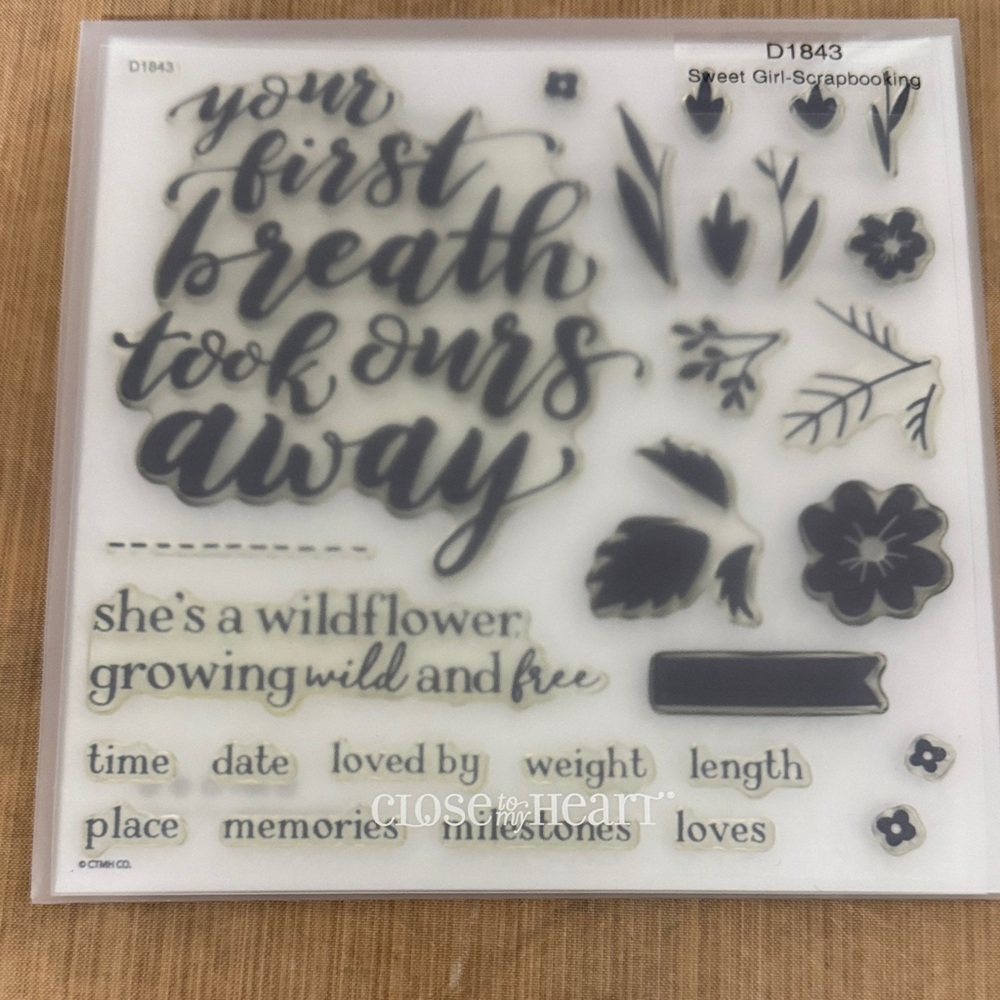 Clear Floral Script Stamp Set — Black — Close to Heart